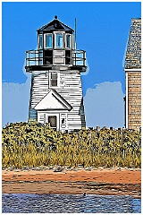 Hyannis Harbor Light Tower in Massachusetts -Digital Painting